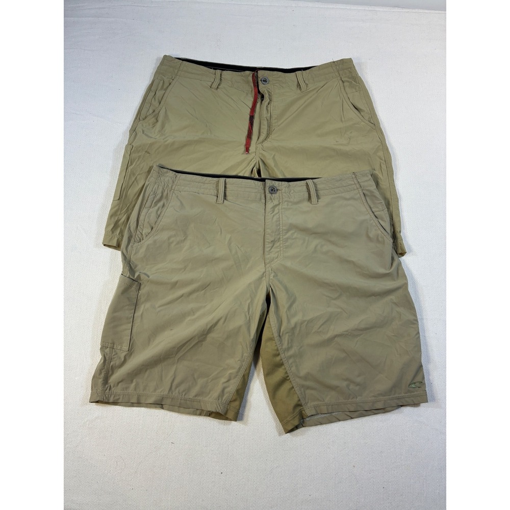 Lot of‎ 2 Oneill TRVLR Hybrid Shorts Mens 38 Khaki Tan Quick Dry Hiking Surf